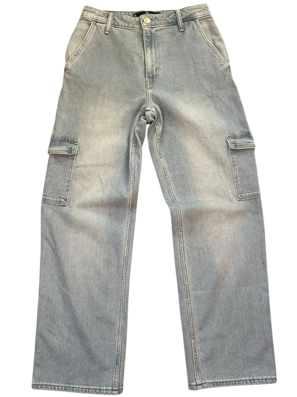 Hollister Ultra High Rise Dad Jeans 4S Light Wash Cargo Skater Y2K Retro Stretch